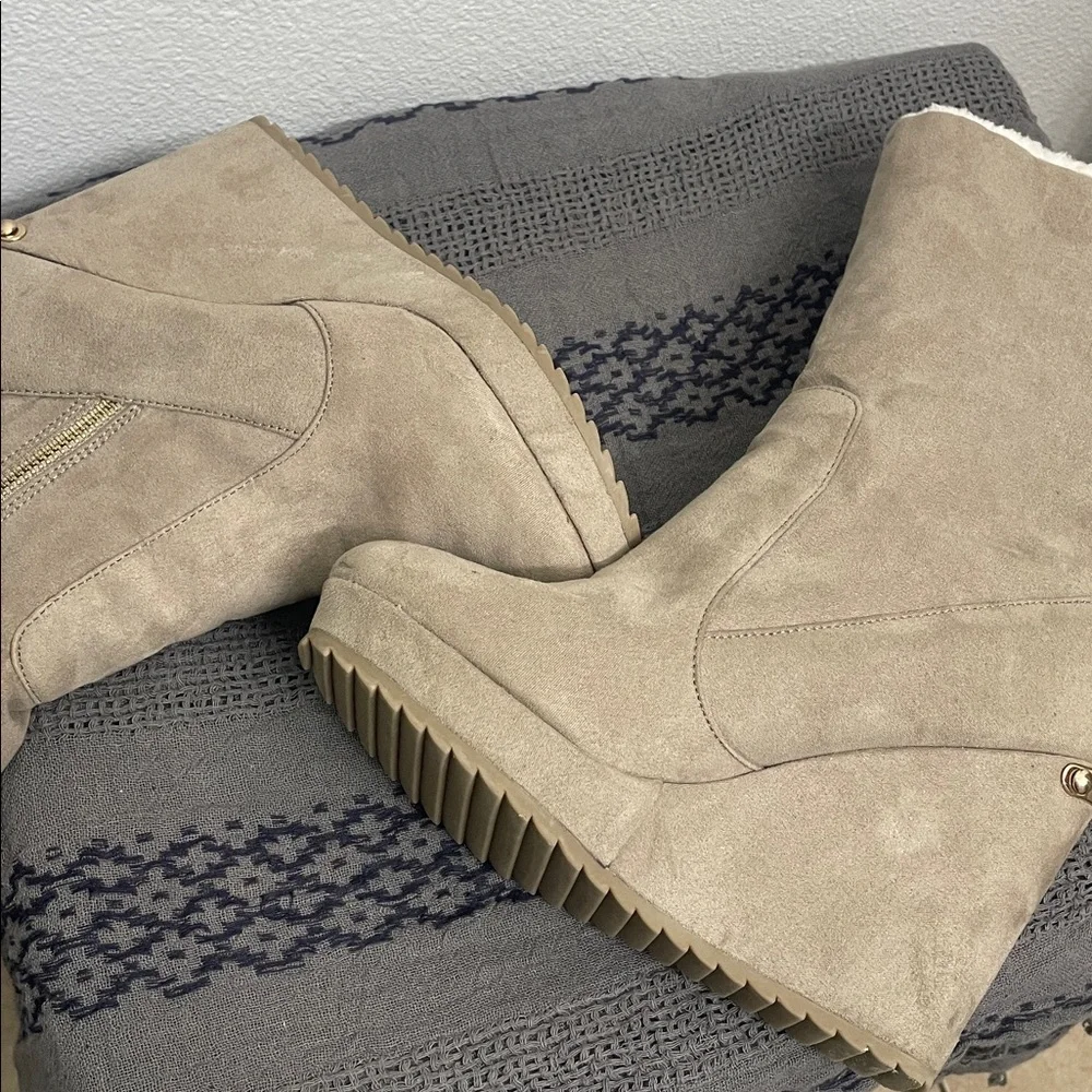 Juicy Couture Beige Wedge Boots